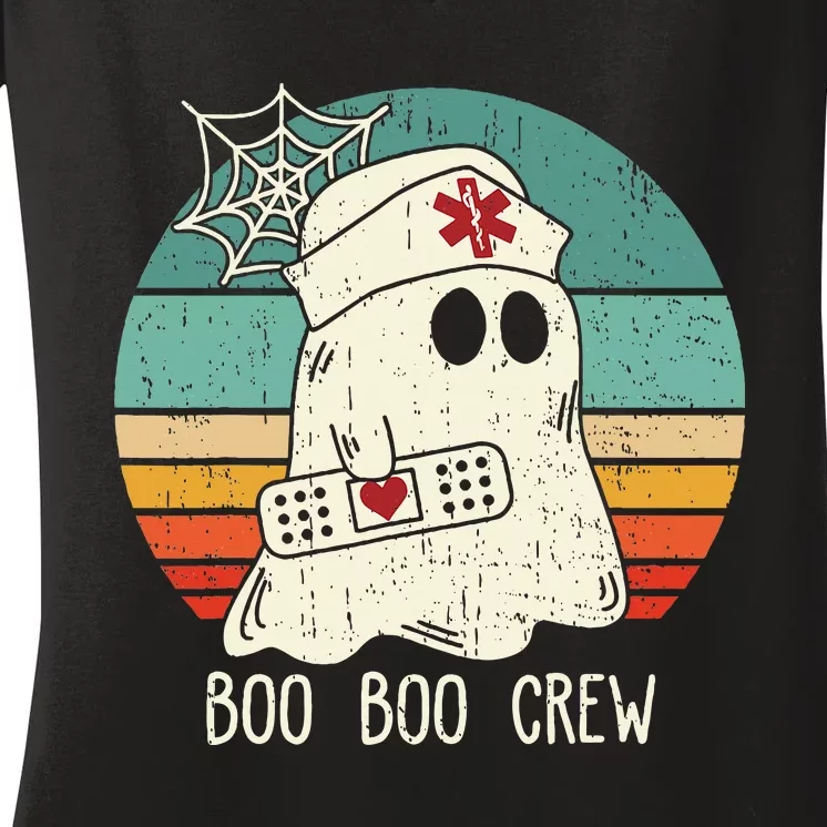 Boo Boo Crew Nurse Scrub Halloween Nurse Shirts Women's V-Neck T-Shirt