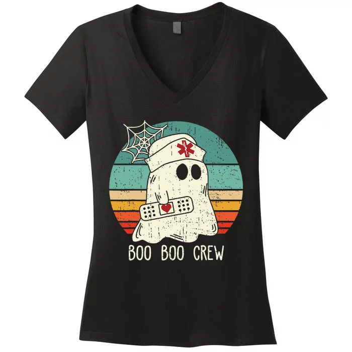 Boo Boo Crew Nurse Scrub Halloween Nurse Shirts Women's V-Neck T-Shirt