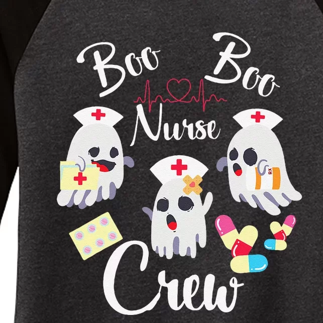 Boo Boo Crew Nurse Ghost Costume Funny Halloween Gift Women's Tri-Blend 3/4-Sleeve Raglan Shirt