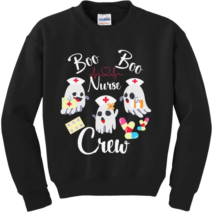 Boo Boo Crew Nurse Ghost Costume Funny Halloween Gift Kids Sweatshirt