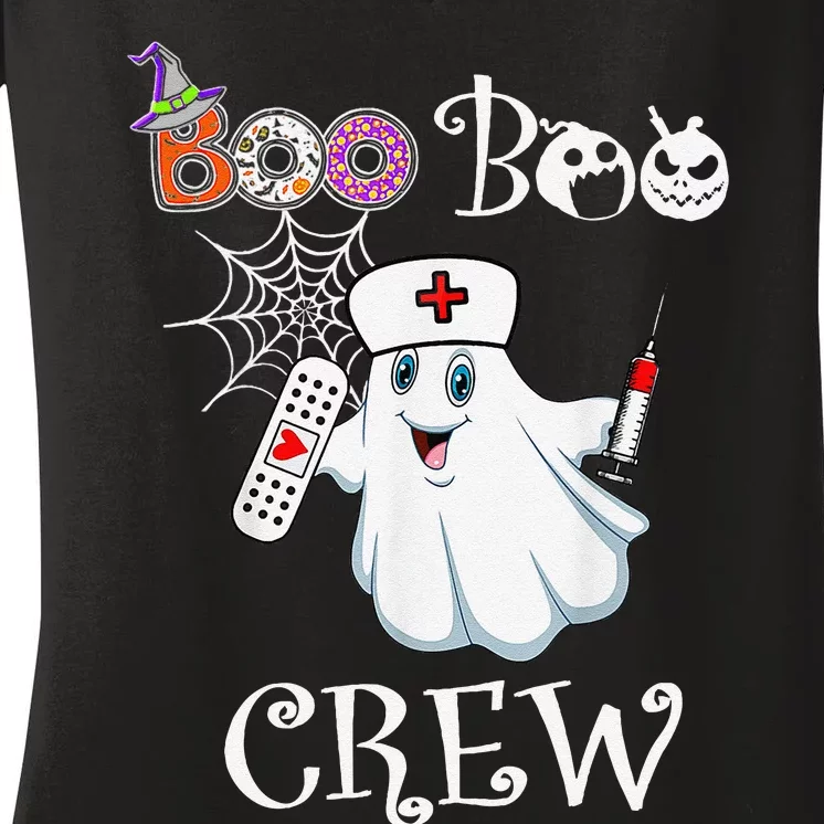 Boo Boo Crew Funny Ghost Paramedic Emt Ems Nurse Halloween Women's V-Neck T-Shirt