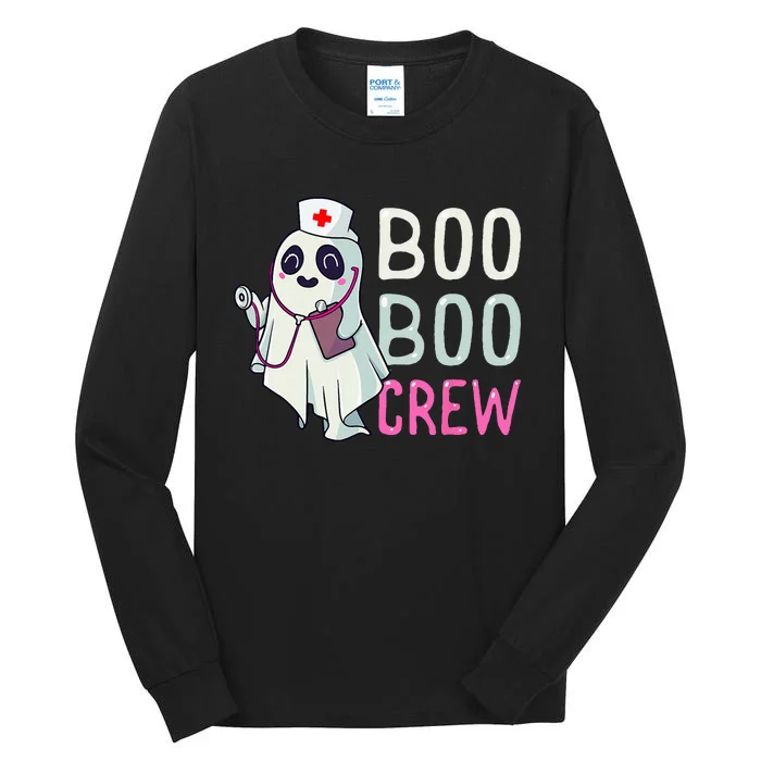 Boo Boo Crew Nurse Ghost Funny Halloween Costume Tall Long Sleeve T-Shirt