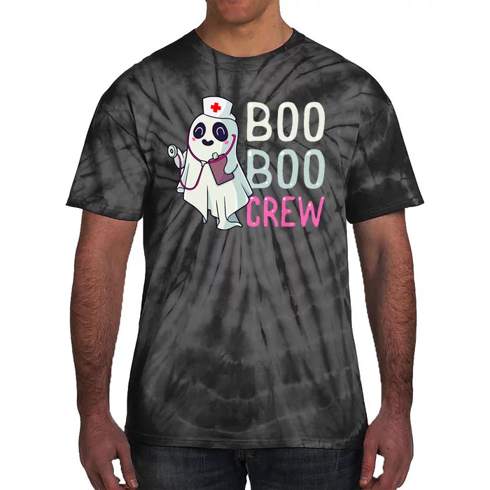 Boo Boo Crew Nurse Ghost Funny Halloween Costume Tie-Dye T-Shirt