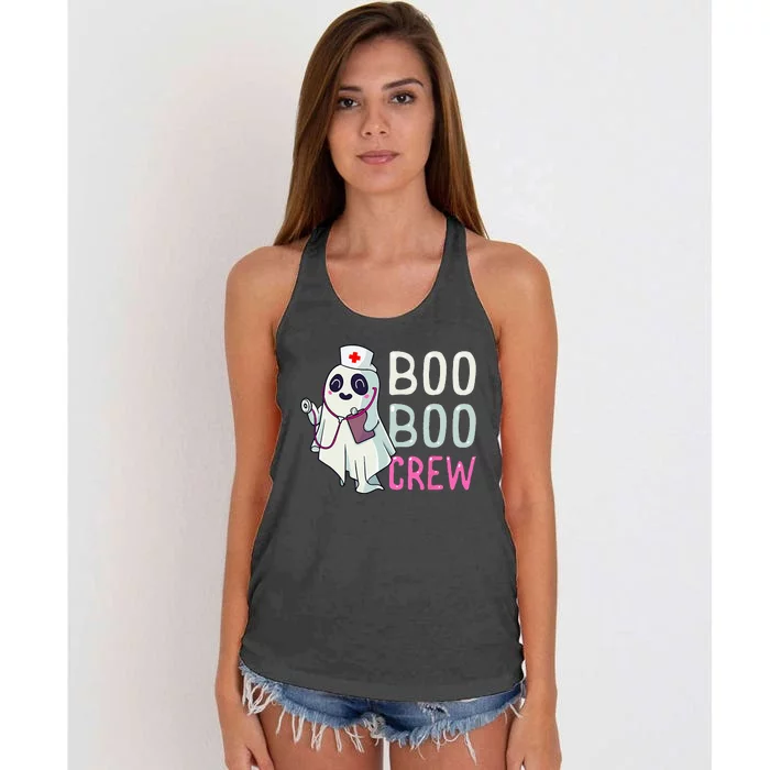 Boo Boo Crew Nurse Ghost Funny Halloween Costume Women's Knotted Racerback Tank