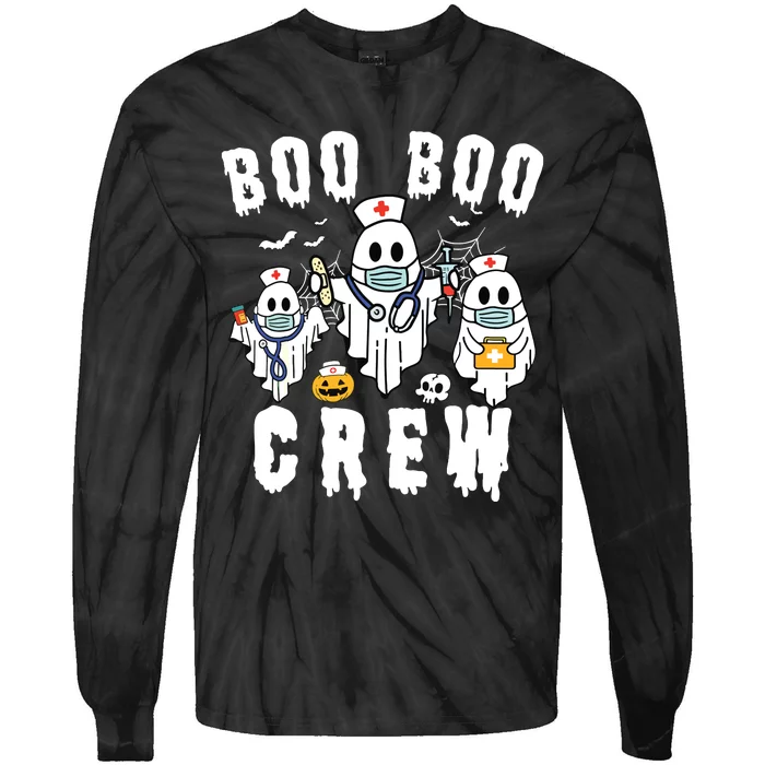 Boo Boo Crew Ghost Halloween Paramedic Nurse Rn Er Nicu Lpn Tie-Dye Long Sleeve Shirt