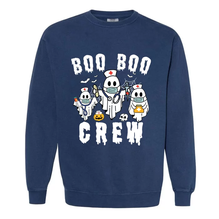 Boo Boo Crew Ghost Halloween Paramedic Nurse Rn Er Nicu Lpn Garment-Dyed Sweatshirt