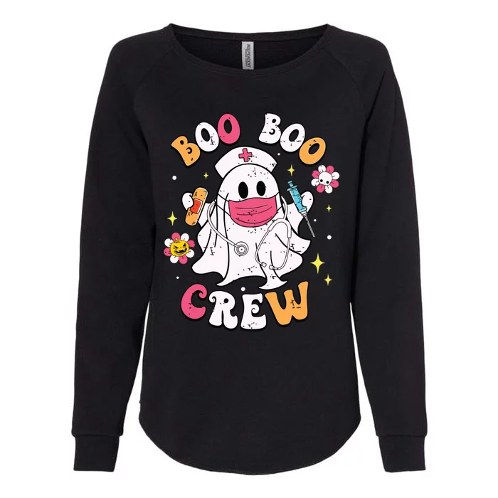 Boo Boo Crew Halloween Ghost Nurse Womens California Wash Sweatshirt