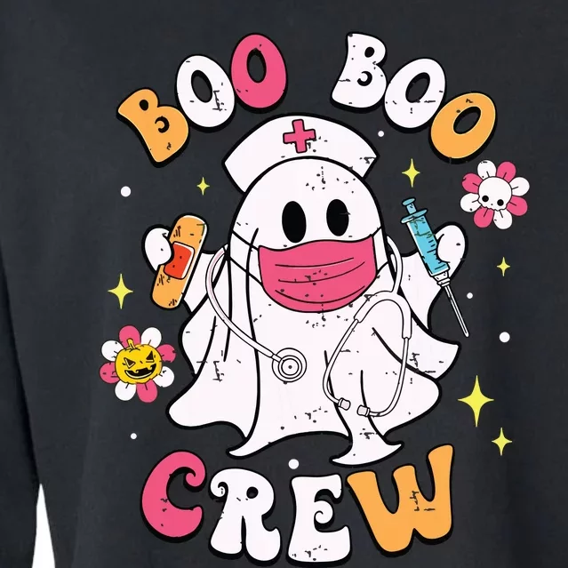 Boo Boo Crew Halloween Ghost Nurse Cropped Pullover Crew