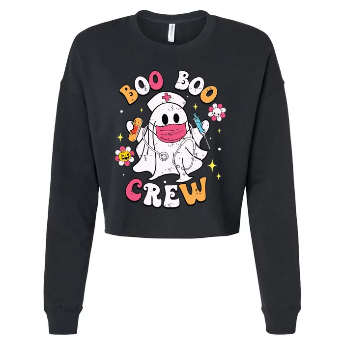 Boo Boo Crew Halloween Ghost Nurse Cropped Pullover Crew