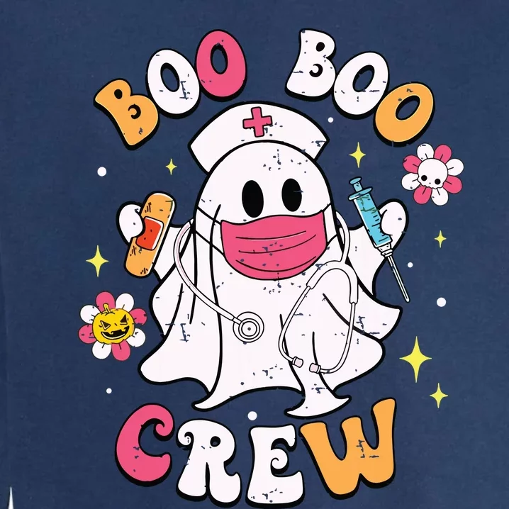 Boo Boo Crew Halloween Ghost Nurse Garment-Dyed Sweatshirt