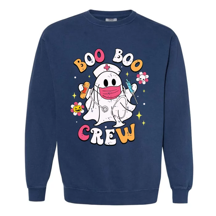 Boo Boo Crew Halloween Ghost Nurse Garment-Dyed Sweatshirt