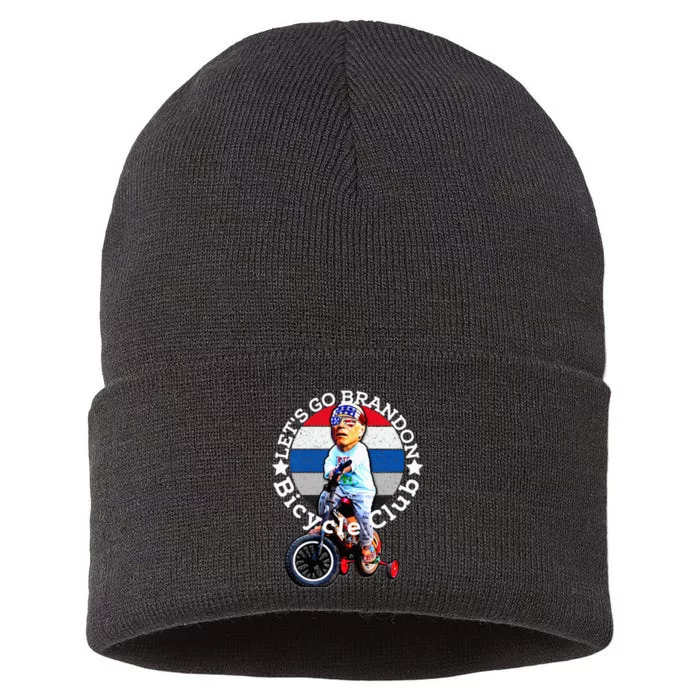 Biden Bicycle Crash Bike Wreck Ridin With Biden Trump Sustainable Knit Beanie