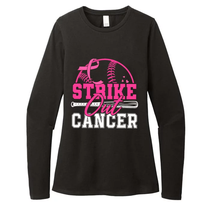 Baseball Breast Cancer Strike Out Cancer Awareness Month Womens CVC Long Sleeve Shirt