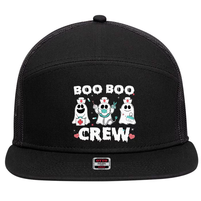 boo boo crew nurse halloween cute ghost costume matching 7 Panel Mesh Trucker Snapback Hat