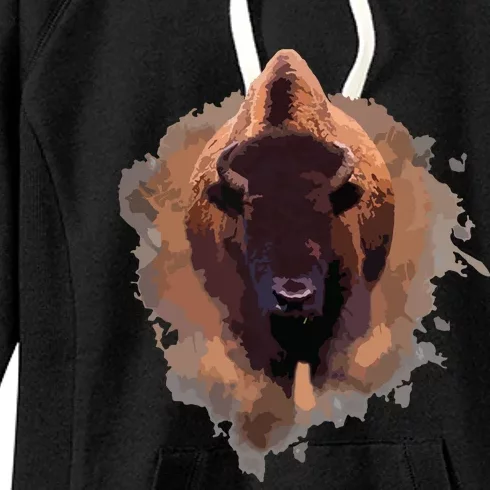 Bison Buffalo Cattle Design Illustration Gift Women's Fleece Hoodie