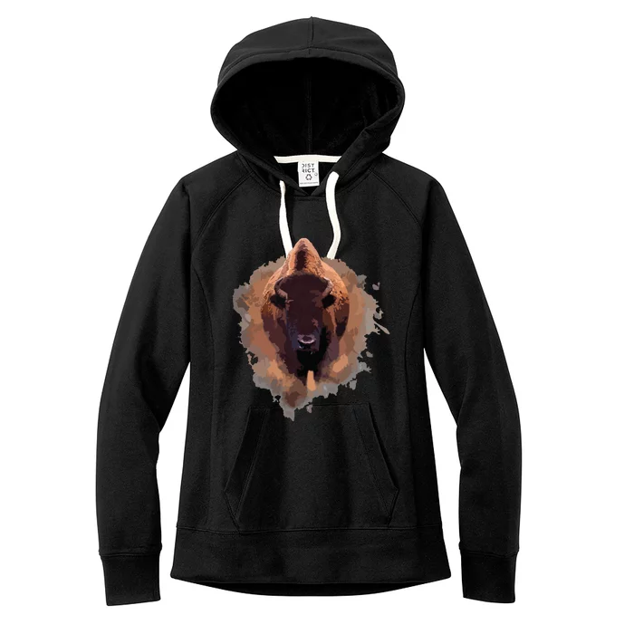 Bison Buffalo Cattle Design Illustration Gift Women's Fleece Hoodie