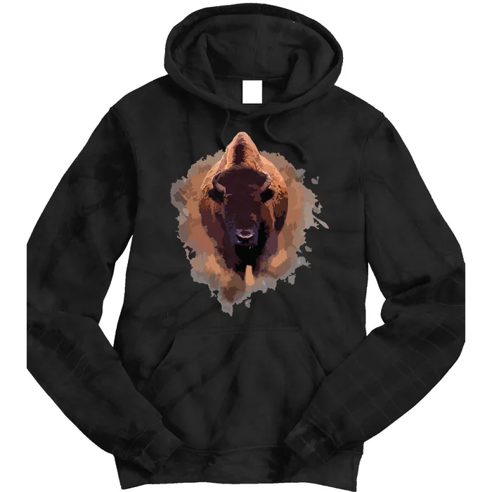 Bison Buffalo Cattle Design Illustration Gift Tie Dye Hoodie