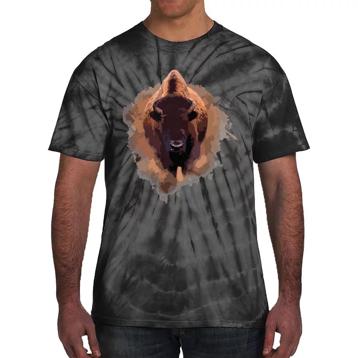 Bison Buffalo Cattle Design Illustration Gift Tie-Dye T-Shirt