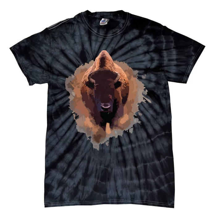 Bison Buffalo Cattle Design Illustration Gift Tie-Dye T-Shirt