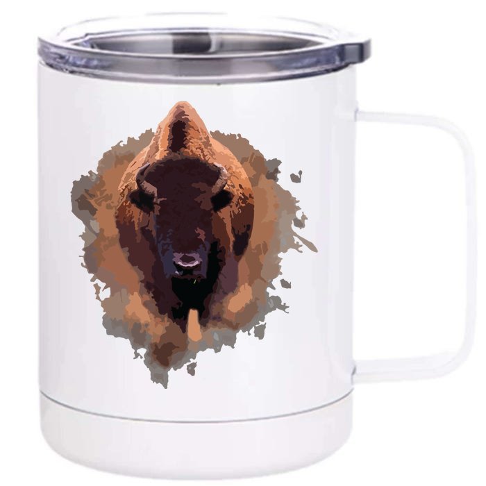 Bison Buffalo Cattle Design Illustration Gift Front & Back 12oz Stainless Steel Tumbler Cup