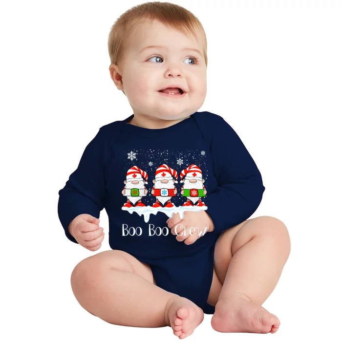 Boo Boo Crew Nurse Christmas Cute Garden Gnomes Nursing Xmas Gift Baby Long Sleeve Bodysuit