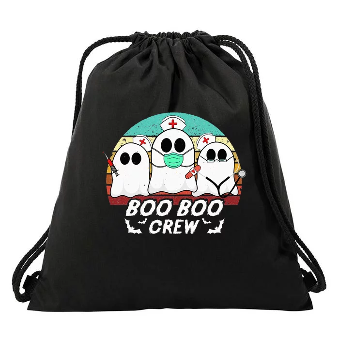 Boo Boo Crew Funny Nurse Halloween Ghost Costume RN Vintage Drawstring Bag