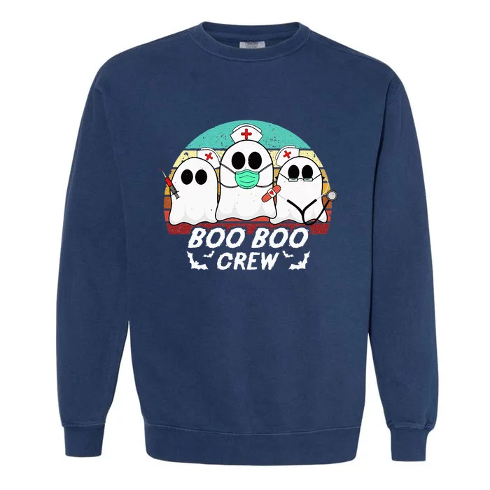 Boo Boo Crew Funny Nurse Halloween Ghost Costume RN Vintage Garment-Dyed Sweatshirt