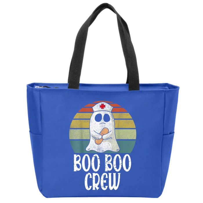 Boo Boo Crew Nurse Distressed Retro Vintage Ghost Halloween Cute Gift Zip Tote Bag