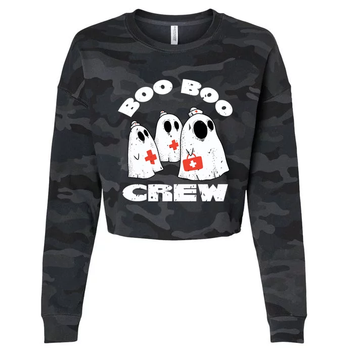 Boo Boo Crew Nurse Ghost Funny Halloween Costume Funny Gift Cropped Pullover Crew