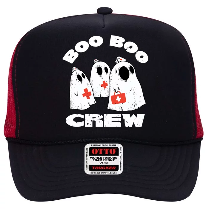 Boo Boo Crew Nurse Ghost Funny Halloween Costume Funny Gift High Crown Mesh Trucker Hat