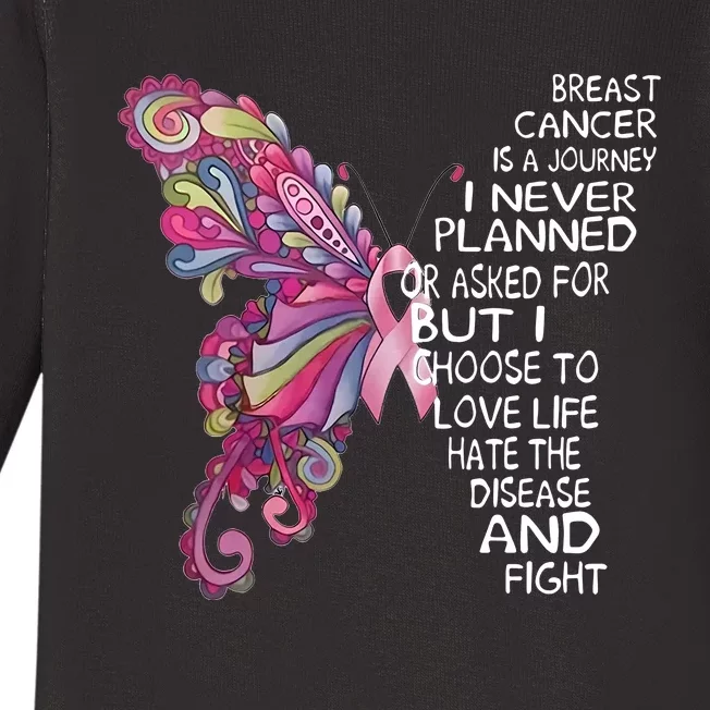 Butterfly Breast Cancer Quote Cancer Supporter Baby Long Sleeve Bodysuit