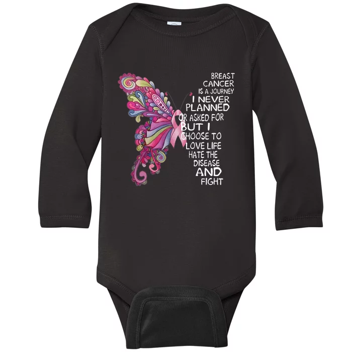 Butterfly Breast Cancer Quote Cancer Supporter Baby Long Sleeve Bodysuit