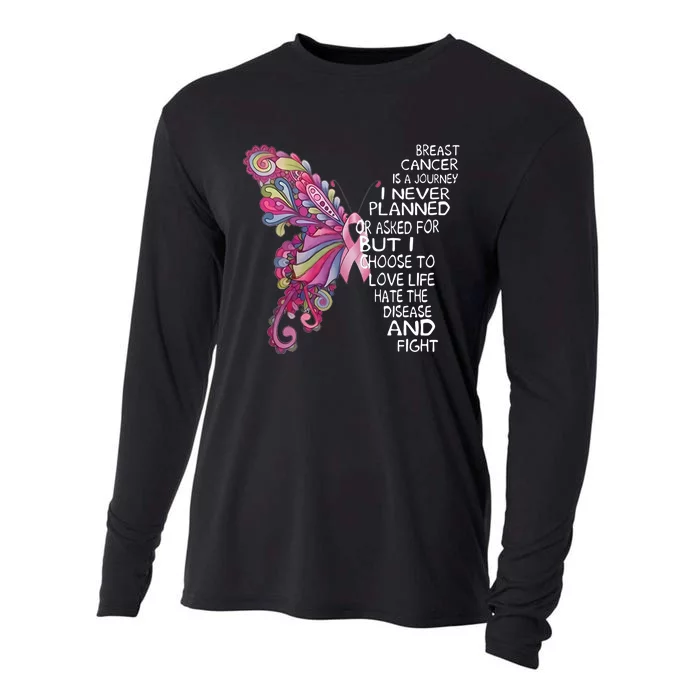 Butterfly Breast Cancer Quote Cancer Supporter Cooling Performance Long Sleeve Crew