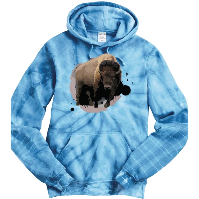 Bison Buffalo Cattle Design Illustration Gift Tie Dye Hoodie