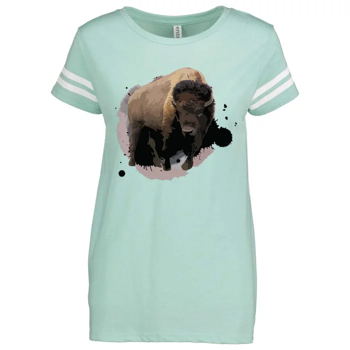 Bison Buffalo Cattle Design Illustration Gift Enza Ladies Jersey Football T-Shirt