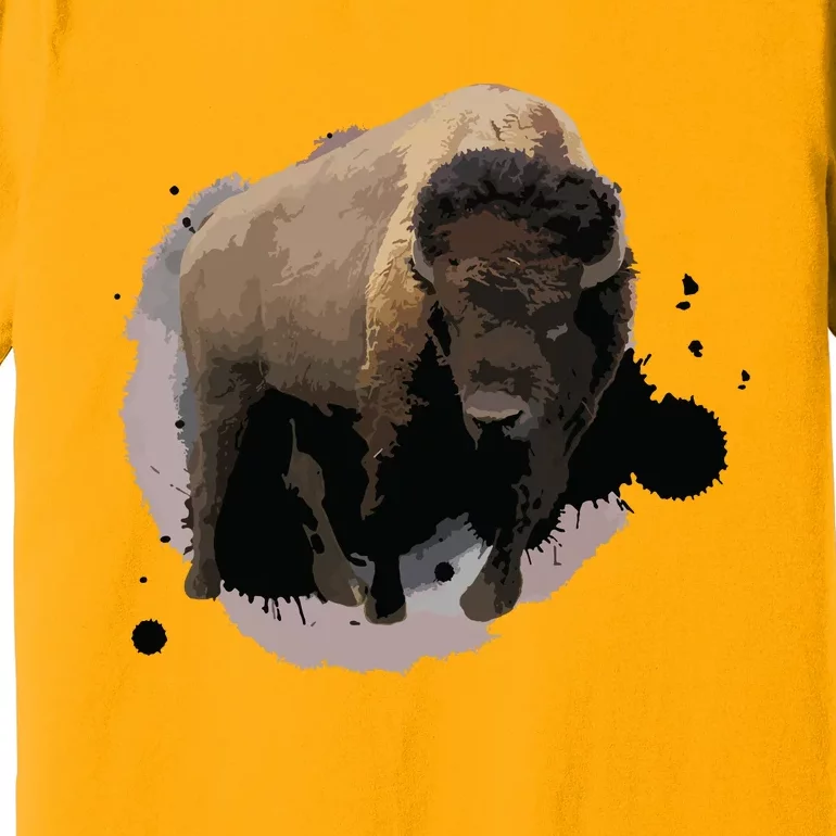 Bison Buffalo Cattle Design Illustration Gift Premium T-Shirt