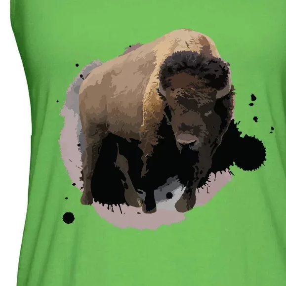 Bison Buffalo Cattle Design Illustration Gift Ladies Essential Flowy Tank