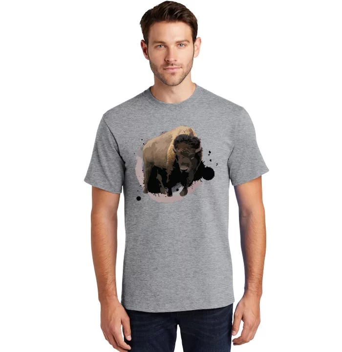 Bison Buffalo Cattle Design Illustration Gift Tall T-Shirt