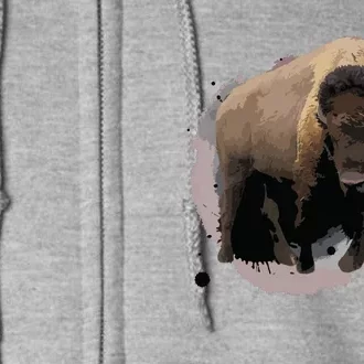 Bison Buffalo Cattle Design Illustration Gift Full Zip Hoodie