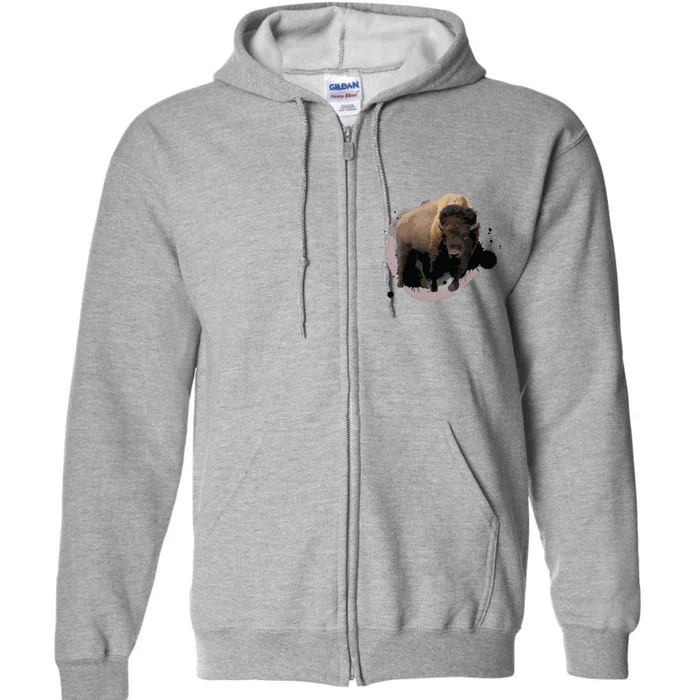 Bison Buffalo Cattle Design Illustration Gift Full Zip Hoodie