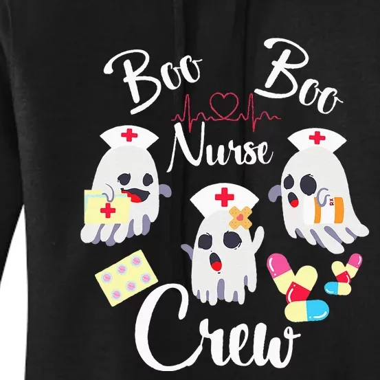 Boo Boo Crew Nurse Ghost Costume Funny Halloween Gift Women's Pullover Hoodie