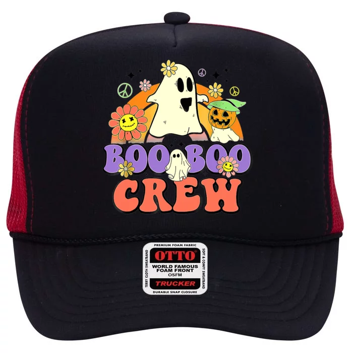 Boo Boo Crew Groovy Boo Squad Halloween Spooky Costume Funny Gift High Crown Mesh Trucker Hat