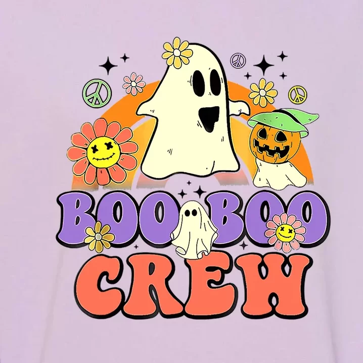 Boo Boo Crew Groovy Boo Squad Halloween Spooky Costume Funny Gift Garment-Dyed Sweatshirt