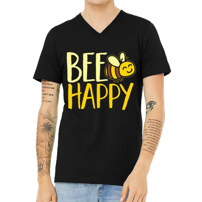 Bumble Bee Cute Bee Happy V-Neck T-Shirt