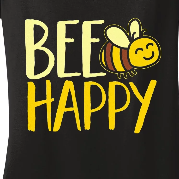 Bumble Bee Cute Bee Happy Women's V-Neck T-Shirt