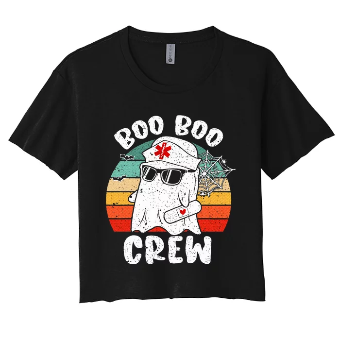 Boo boo Crew Nurse Halloween Ghost Costume Women's Crop Top Tee