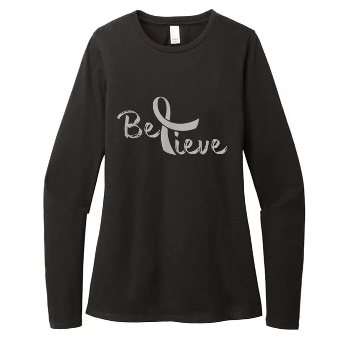 Believe Brain Cancer Brain Cancer Support Womens CVC Long Sleeve Shirt