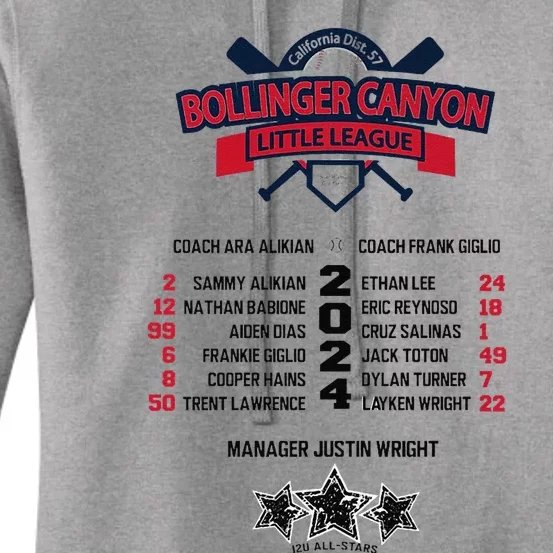 Bcll Bollinger Canyon 12u 2024 Roster Premium Women's Pullover Hoodie