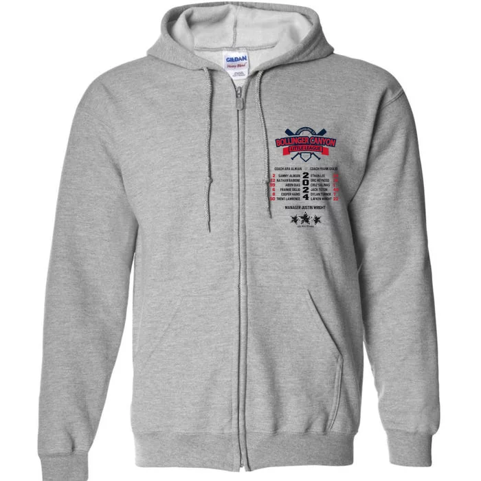 Bcll Bollinger Canyon 12u 2024 Roster Premium Full Zip Hoodie