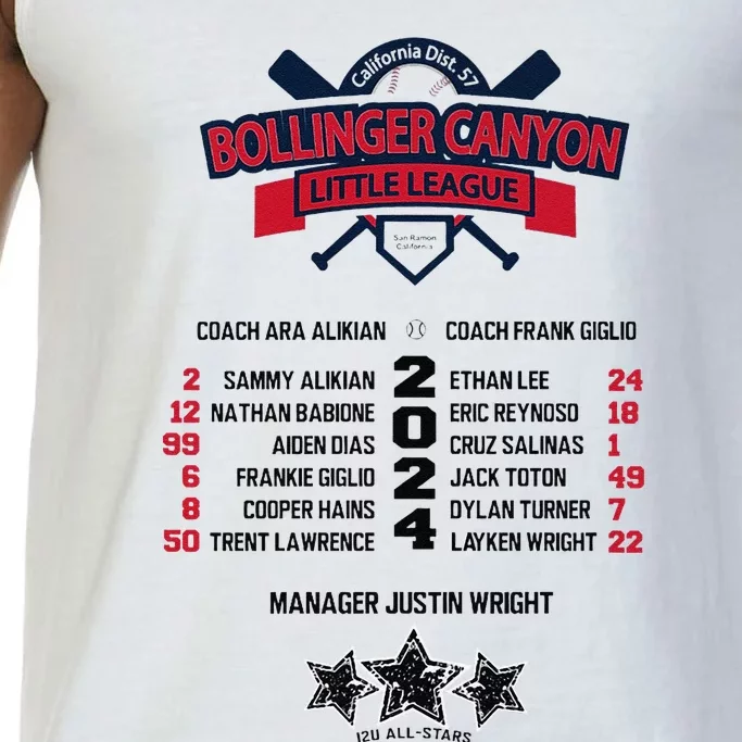 Bcll Bollinger Canyon 12u 2024 Roster Premium Comfort Colors® Tank Top